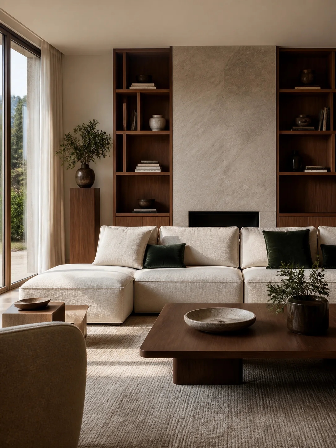 Living contemporan cu mobilier din lemn realizat la comandă